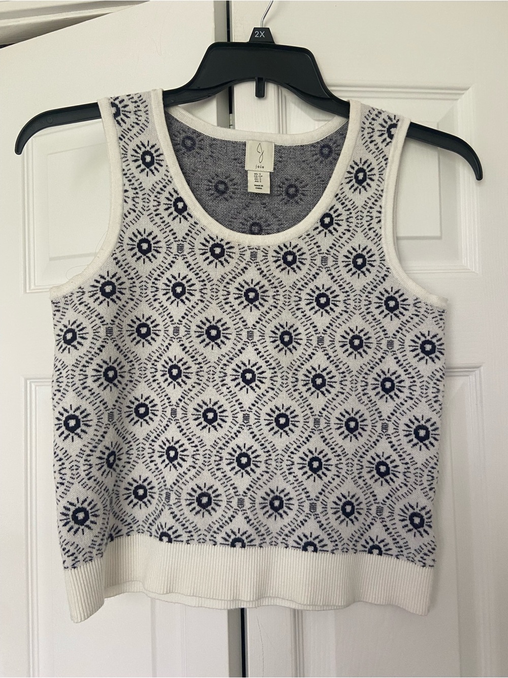 Joie Cream Tank Top with black Geometric Print